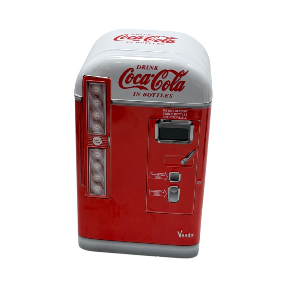 Coca-Cola Vending Machine Vendo Storage Tin Red White 7 inch Tall circa 2000